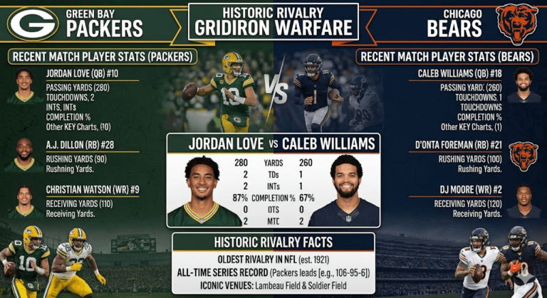 Green Bay Packers vs Chicago Bears Match Player Stats